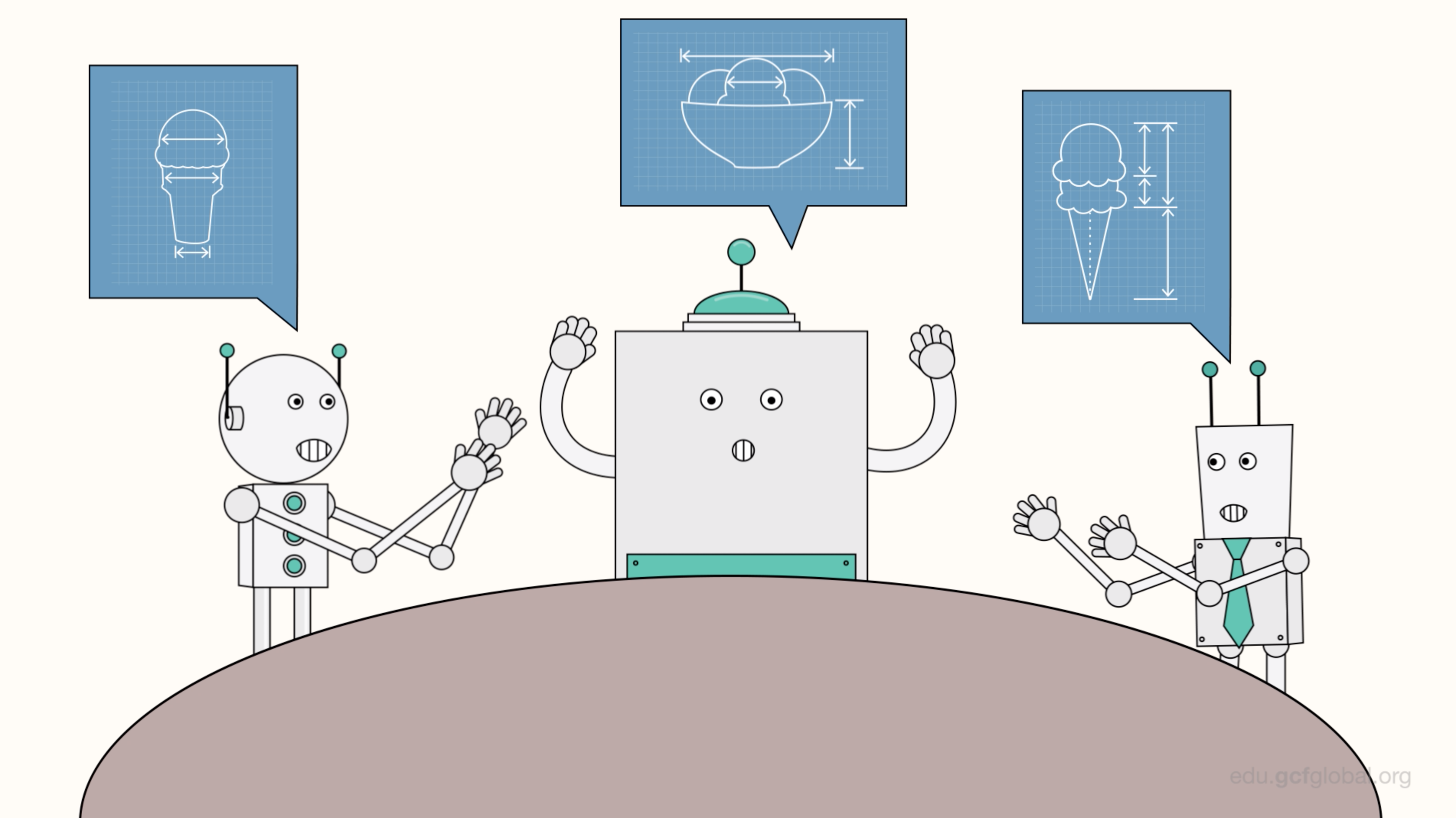 Imagen de robots trabajando en equipo.